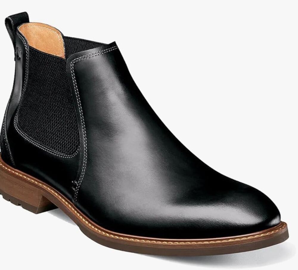 Florsheim Mens Chalet Gore Boot Black Sz 10.5 Leather Upper Chelsea Pull-on Haan